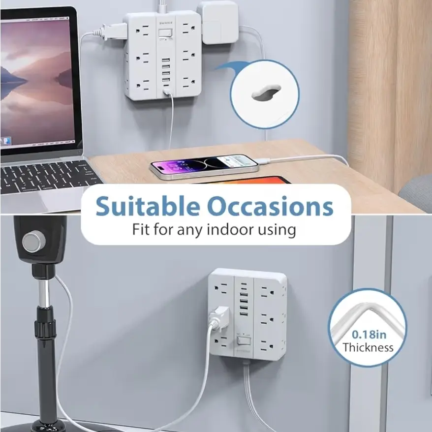 🔌 Regleta Multicontacto con Protector de Sobrecarga y Cable de 6 Metros – 12 Tomas + 6 Puertos USB (2 USB-C)'s photo #5