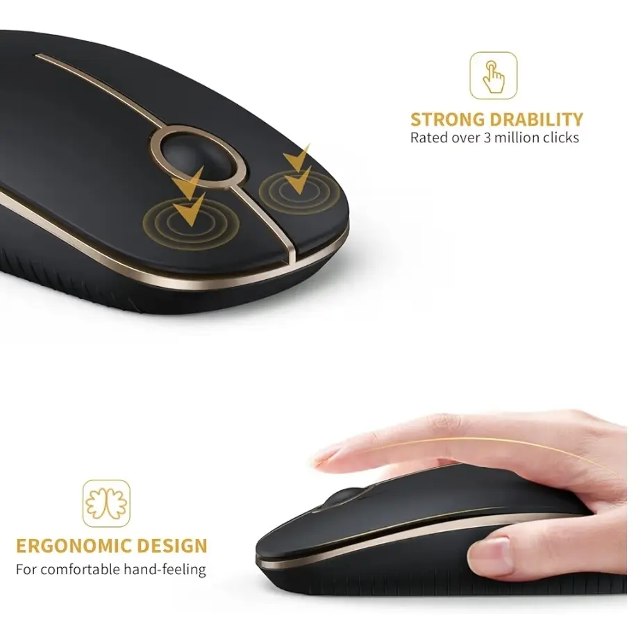 Mouse Inalámbrico Ultra Delgado VssPlor- Black & Gold's photo #1