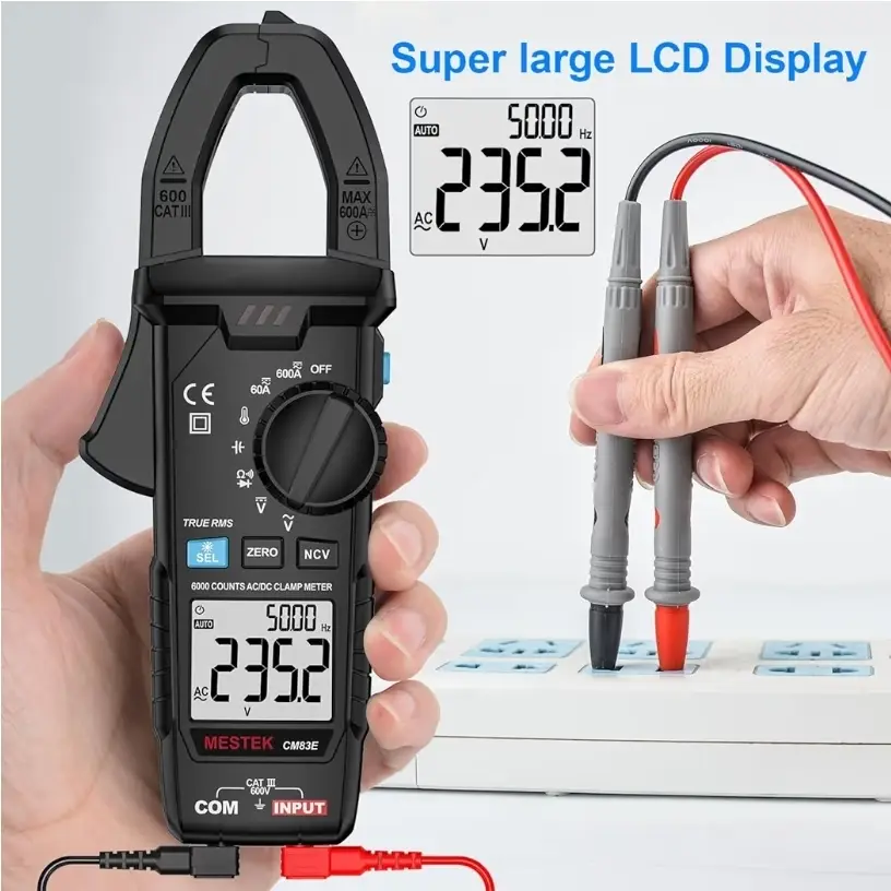 Mestek Digital Clamp Meter TRMS 6000 Cuentas - Pinza Amperimétrica AC/DC 600A para Electricistas's photo #1