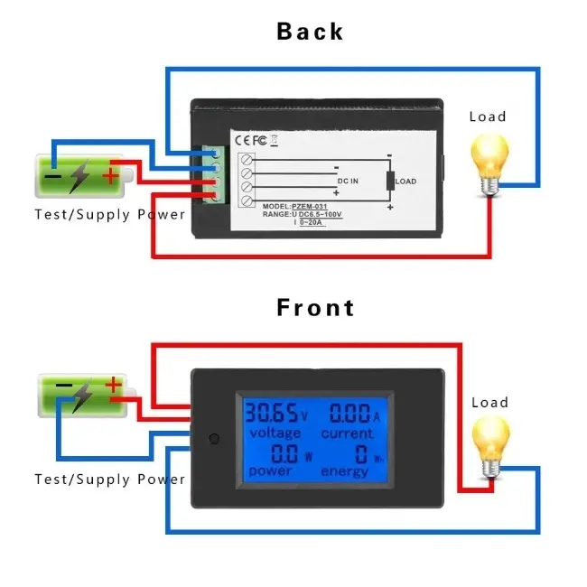 Medidor PZEM-031 Voltímetro Amperímetro DC LCD Grande + Shunt Interno + Memoria + Alarma's photo #1