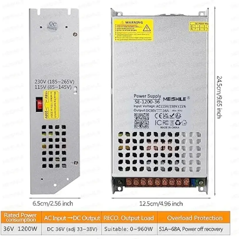Fuente MEISHILE 60V 20A 1200W AC-DC + Doble PCB + Ventilador + Carcasa Aluminio 2mm's photo #1