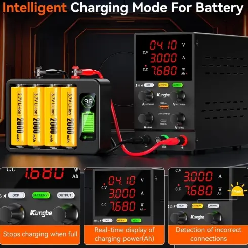 Fuente DC Kungber SPS605B 60V 5A 300W Variable + Modo Carga Inteligente + USB 18W + Encoder Preciso's photo #1