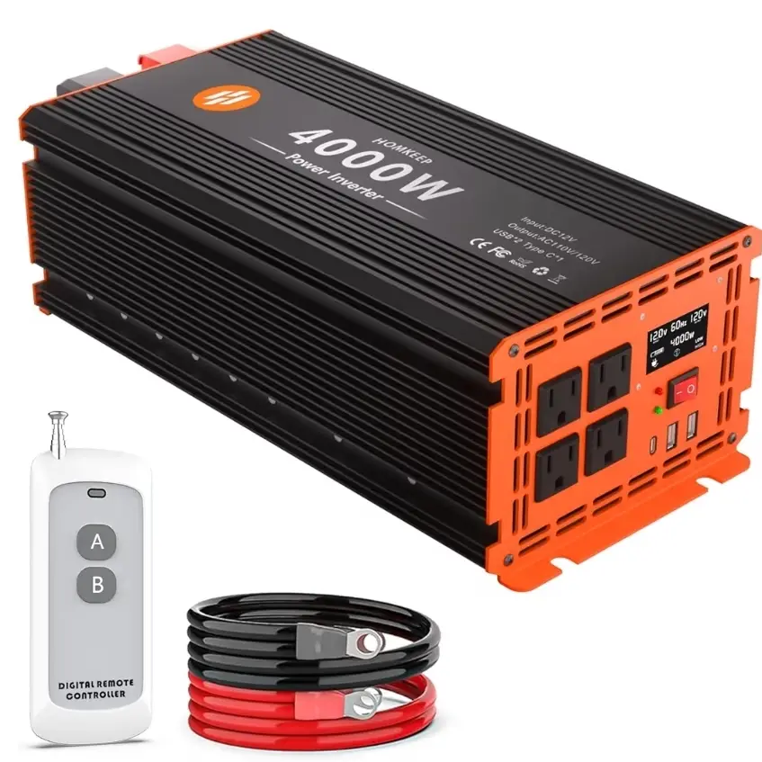 Inversor Onda Modificada 8000W PICO (4000w continuo) Homkeep 12V DC a 110/120V AC - 8000W Pico + LCD + Control Remoto 36m's photo #1