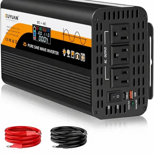 Inversor Onda Pura 3000w Pico (1500W continuo) BrandX XU YUAN RED-1500W 12V/24V Auto-Detect + USB-C Fast Charge + LCD Color's photo #1
