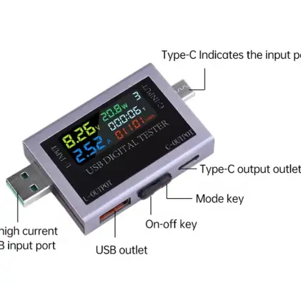Tester USB-C Dual Digital 4.5-50V 0-8A + PD QC PPS + Vatímetro mAh mWh Temperatura's photo #1