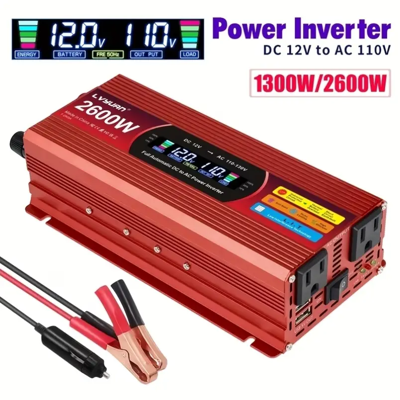 Inversor LVYUAN 2600W Pico 1300 w constante 12V a 110V Onda Modificada con Pantalla LCD + Control Remoto's photo #1