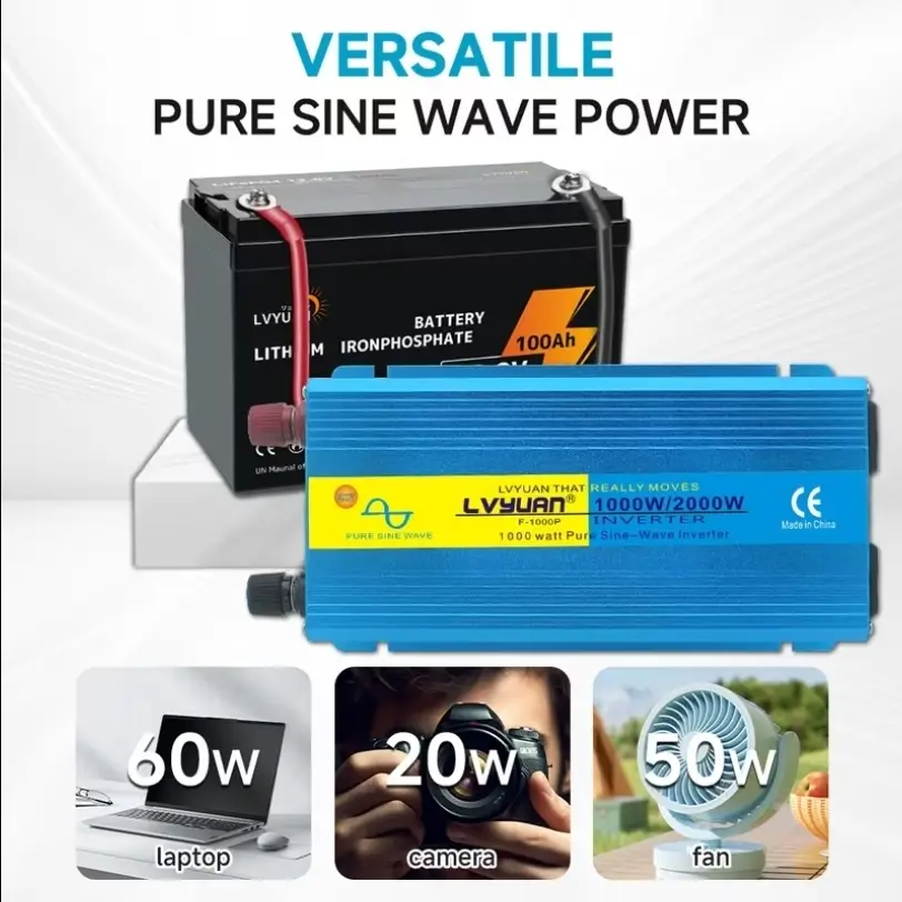 Inversor Corriente Coche Onda Senoidal Pura LVYUAN 2000W Pico / 1000W Continuos 12V a 110V Enchufe's photo #3