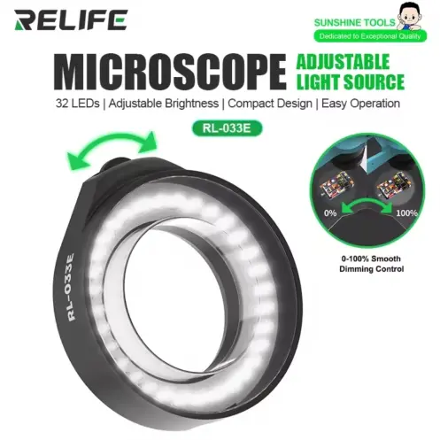 RELIFE RL-033E Fuente Luz Microscopio Ajustable Cabezal Pequeño 32 LEDs Brillo Regulable's photo #4