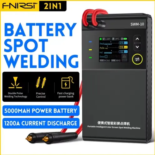 Soldadora de Puntos Portátil FNIRSI SWM-10 1200A para Baterías 18650 con Batería 5000mAh y Power Bank's photo #2