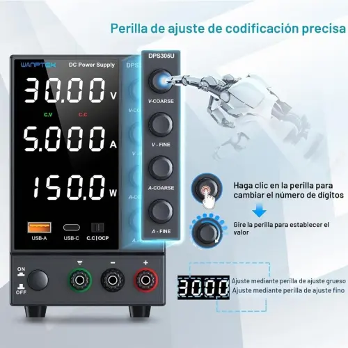 Fuente Laboratorio WANPTEK DPS305U 30V 5A USB Tipo C OCP - E1005's photo #1