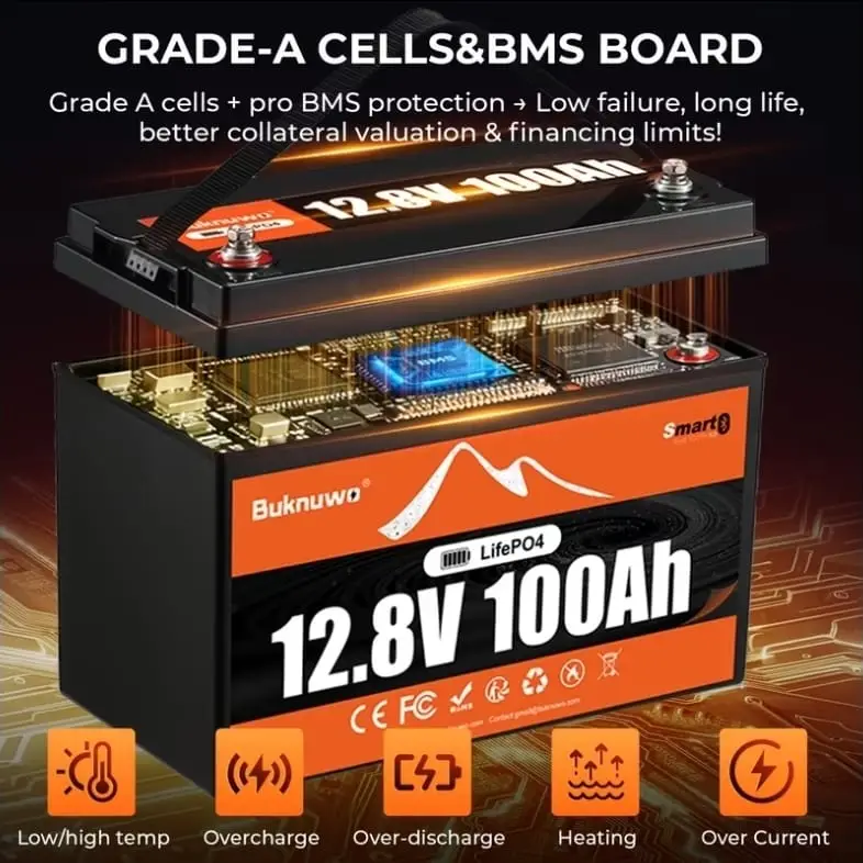 Batería Litio LiFePO4 12V 100Ah Smart Bluetooth BMS 100A 15000 Ciclos - E1033*'s photo #1