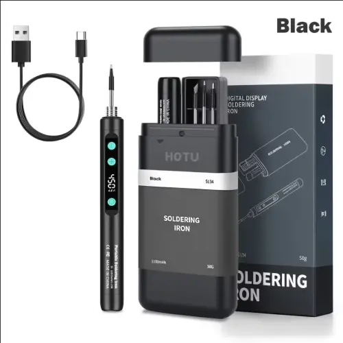 Kit Soldador HOTU Multifunción LCD 8s Rápido 180-450⁰C Recargable 3 puntas - E1070 — imagen 1