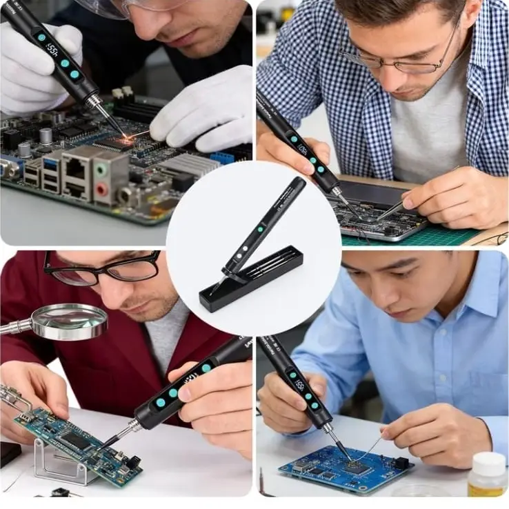 Kit Soldador HOTU Multifunción LCD 8s Rápido 180-450⁰C Recargable 3 puntas - E1070 — imagen 4