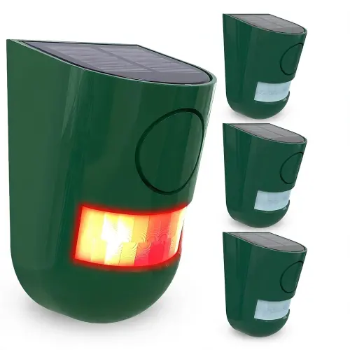 Alarma solar con sensor de movimiento PIR, sirena y luz intermitente para exteriores M0995 — imagen 1