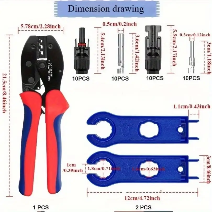 Kit Conectores Solar UMLIFE MC4 con Crimpeadora + 10 Pares Macho Hembra + Llave M1061 — imagen 3