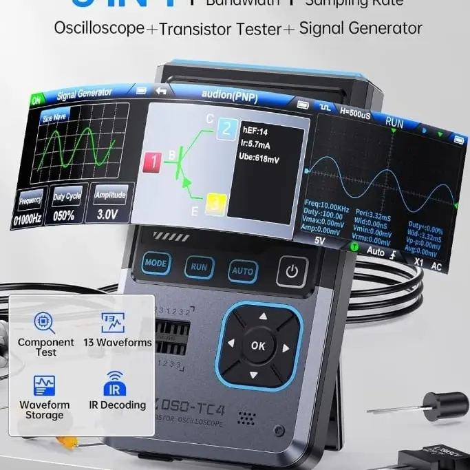 Osciloscopio FNIRSI DSO-TC4 3 en 1 10MHz 48MSa/s Transistor Tester DDS M1064 — imagen 3