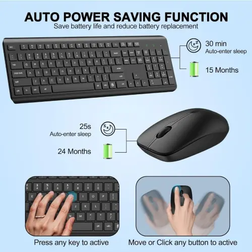 Combo teclado y mouse inalámbrico Mk258 ergonómico silencioso 2.4G E1043 — imagen 4