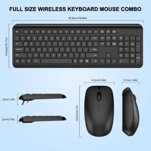 Combo teclado y mouse inalámbrico Mk258 ergonómico silencioso 2.4G E1043 — imagen 2