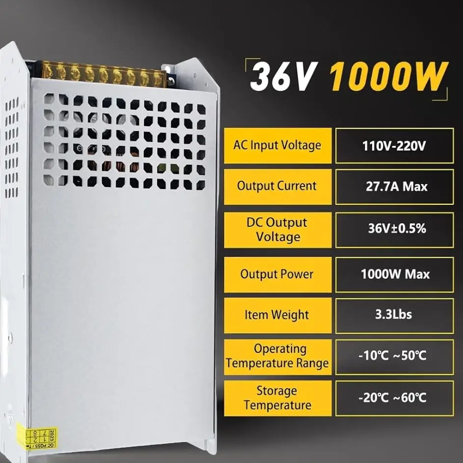 Fuente alimentación 36V 27A 1000W SWTPWR AC-DC  110V/220V a 36V. E1044 — imagen 4