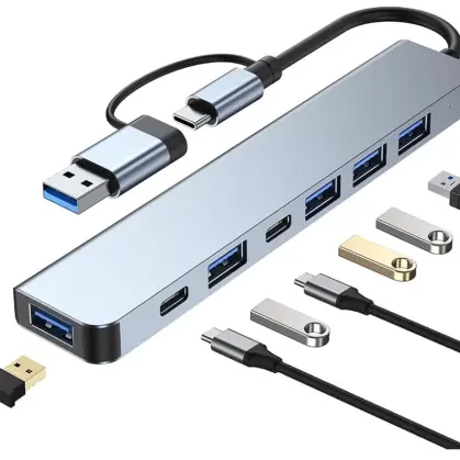 HUB USB C 7 en 1 Adaptador Multipuerto USB 3.0 PD USB  2.0 Tipo C. E1046 — imagen 1