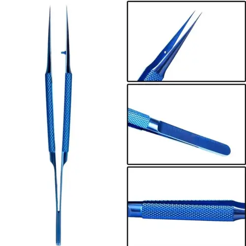 Pinza aleación titanio azul Recta M0222's photo #4