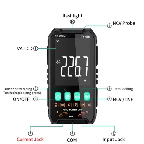 MASTFUYI Multimetro Digital, FY106B M0225 — imagen 2