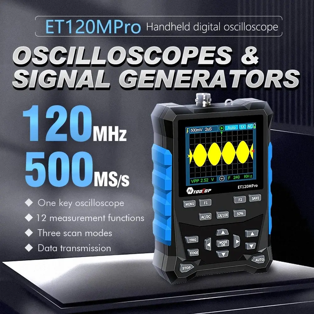 TOOLTOP ET120MPro Osciloscopio Digital portátil 120MHz 500MS's photo #1