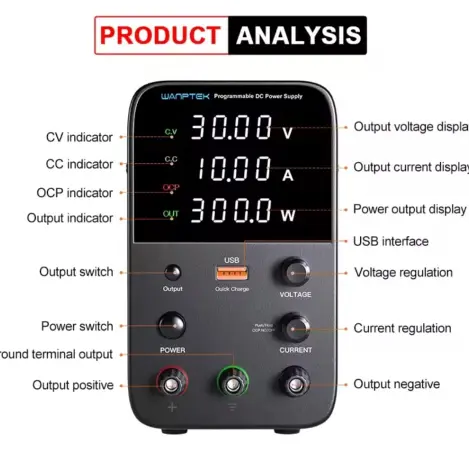 Wanptek fuente de alimentación CC 30v 10A programable WPS3010H's photo #3