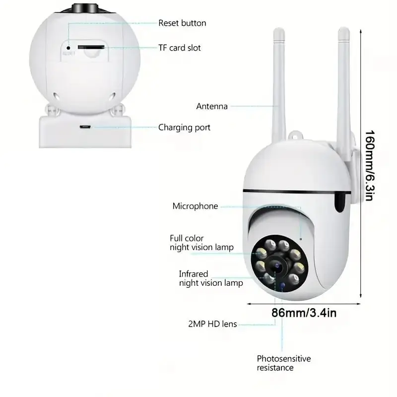 Cámara de vigilancia de seguridad inalámbrica para exteriores, cámara IP de 2MP, 108OP, M0764 — imagen 4