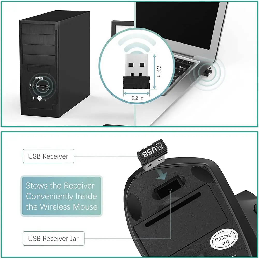 MOUSE vertical ergonómico 2,4 GHz inalámbrico ratón óptico M0391 — imagen 4