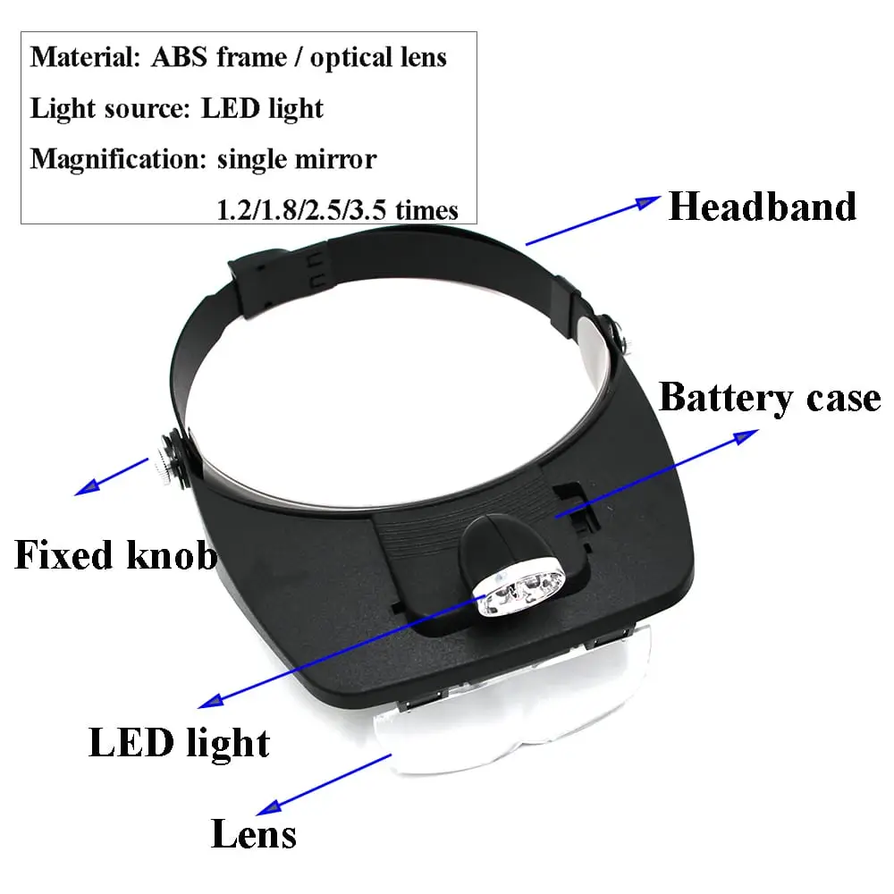 Lupa binocular de cabeza con luz LED, 4 lentes . Lupa de alta definición para multiusos. Herramienta de injerto de apicultura.'s photo #2