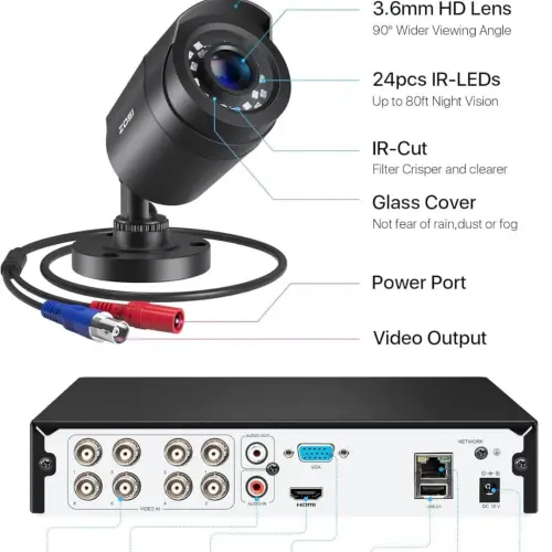 ZOSI Camaras de seguridad  8 canales 1080P con disco duro de 1 TB M0318 — imagen 7