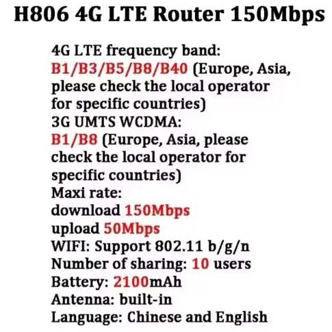 Router  WiFi 4G LTE de 150Mbps, Portable con batería 🔋Modelo: H806 M0778 — imagen 3