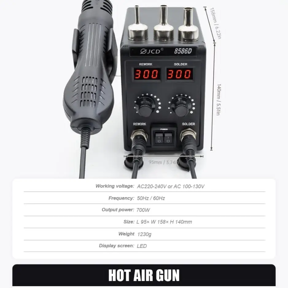Estación de soldadura JCD 8586D 2 en 1 caliente de 750W M0395 — imagen 3