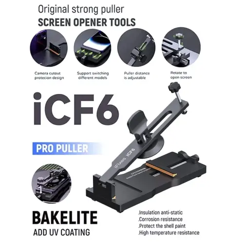 Herramienta para desmontaje de pantallas celulares. iFixes ICF6 con ventosas ajustables, antiestática y aislante. — imagen 5