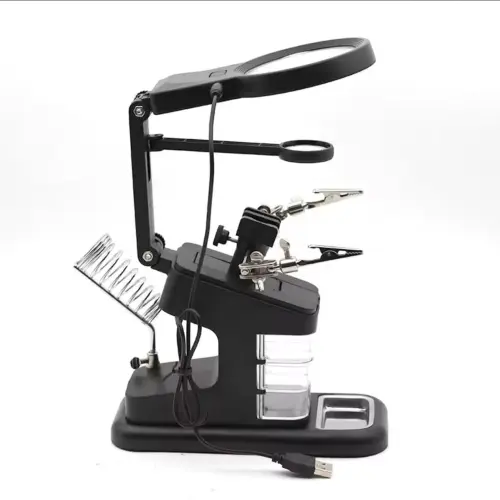 Lupa 3 en 1 con luz led , clips auxiliares y soporte para  cautin.'s photo #3