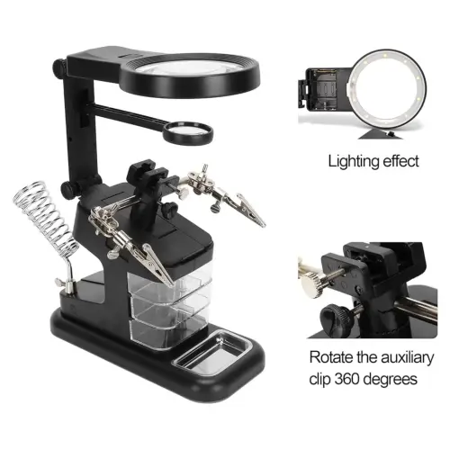 Lupa 3 en 1 con luz led , clips auxiliares y soporte para  cautin.'s photo #4
