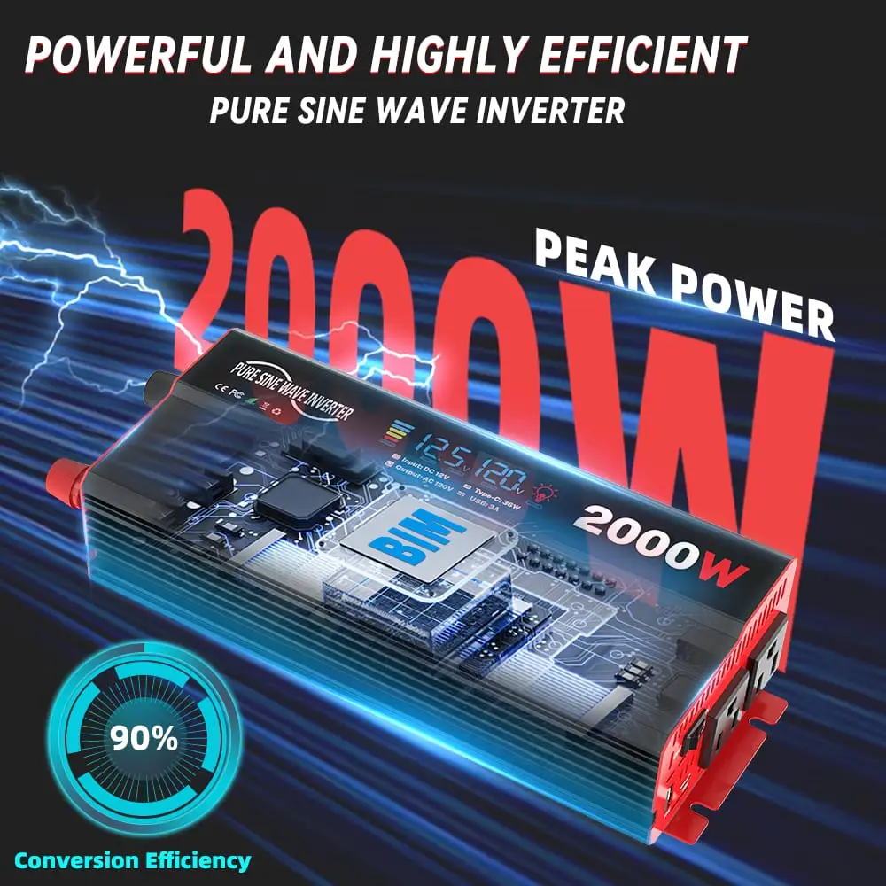 ⚡ Inversor de Onda Pura 2000W XDZWATT – Potencia y Estabilidad Garantizada — imagen 3