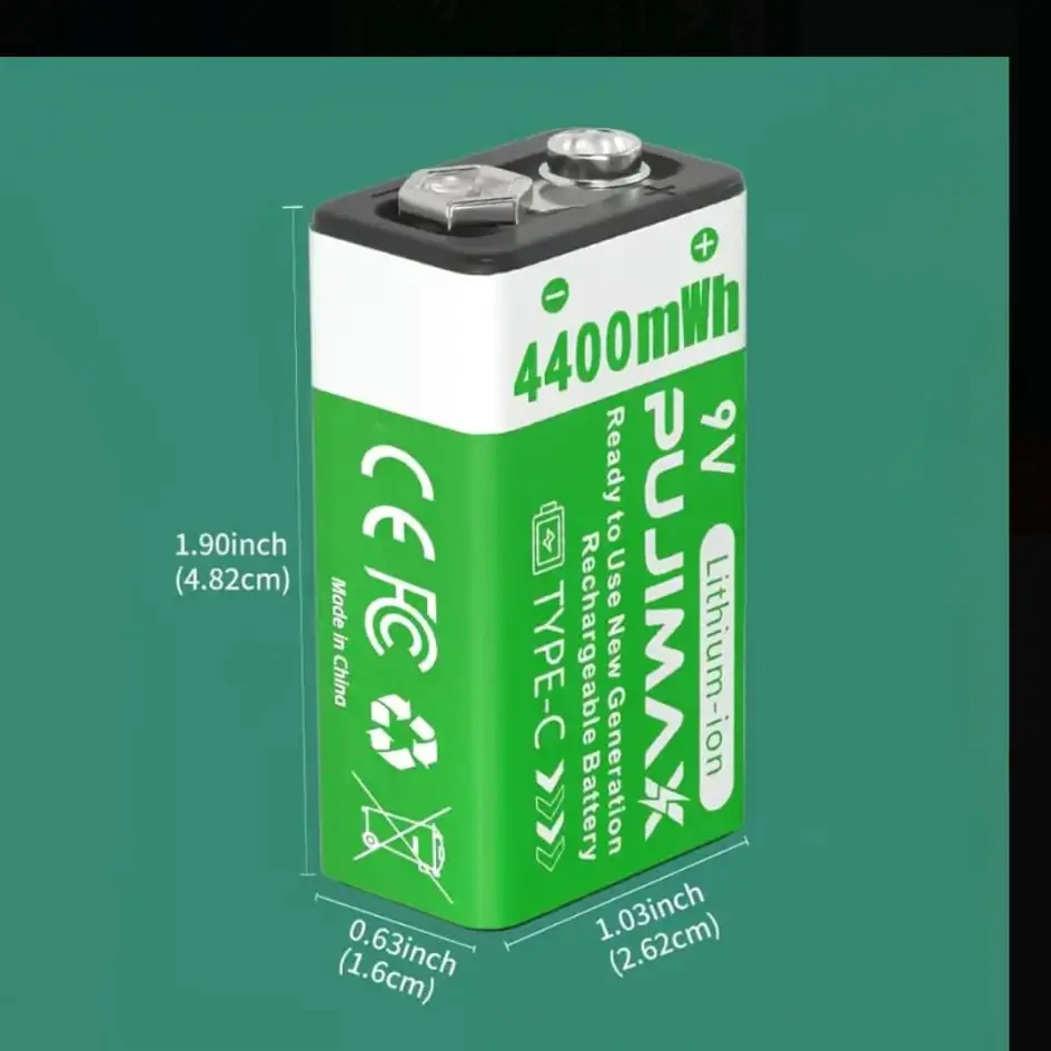 Baterías de Litio Recargables PUJIMAX 9V 4400mAh con Puerto Tipo-C's photo #1