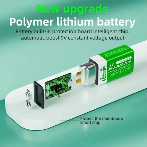 Baterías de Litio Recargables PUJIMAX 9V 4400mAh con Puerto Tipo-C's photo #1