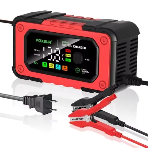 ⚡ Foxsur Cargador Inteligente de Baterías 12V 7A  Protecc Tecnología Compatible con Baterías de Plomo-Ácido, GEL, AGM, Calcio y LiFePO4's photo #1