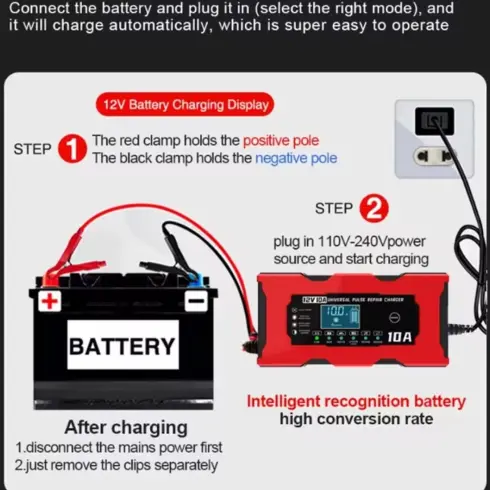 Cargador Inteligente de Baterías 12V 10A para Autos y Motocicletas M0554's photo #2