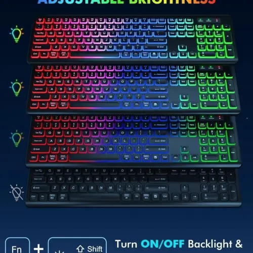 Combo Teclado y Mouse Inalámbrico RGB Recargable — imagen 6