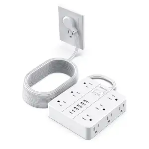 🔌 Regleta Multicontacto con Protector de Sobrecarga y Cable de 6 Metros – 12 Tomas + 6 Puertos USB (2 USB-C) miniatura 1