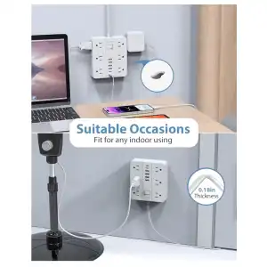 🔌 Regleta Multicontacto con Protector de Sobrecarga y Cable de 6 Metros – 12 Tomas + 6 Puertos USB (2 USB-C) miniatura 6