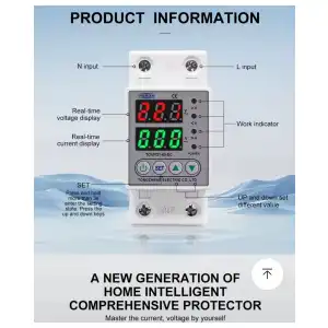 Protector de Voltaje y Corriente Ajustable TOMZN 80A ( Din Rail/ Inteligente. miniatura 2