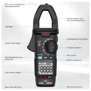 Mestek Digital Clamp Meter TRMS 6000 Cuentas - Pinza Amperimétrica AC/DC 600A para Electricistas miniatura 4