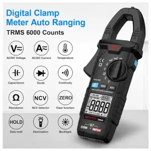 Mestek Digital Clamp Meter TRMS 6000 Cuentas - Pinza Amperimétrica AC/DC 600A para Electricistas miniatura 2