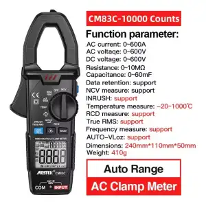 Mestek Digital Clamp Meter TRMS 6000 Cuentas - Pinza Amperimétrica AC/DC 600A para Electricistas miniatura 5
