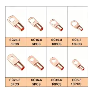 Kit 60pcs Terminales Cobre Desnudo AWG 8/6/4 + Anillo Tubular Ojal Alta Corriente Batería miniatura 2